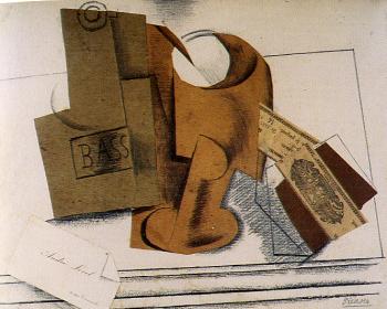 Pablo Picasso : bottle of bass and calling card